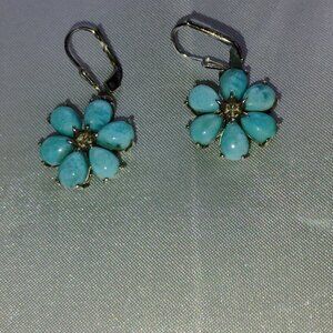 Larimar flower earrings in sterling silver